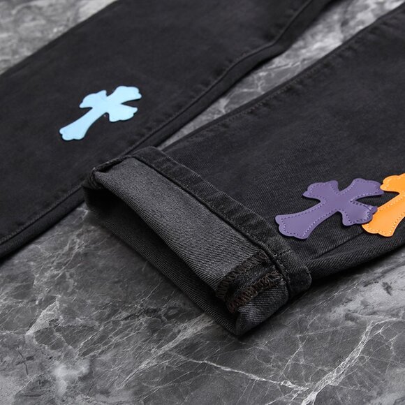 Chrome Heart Leather Patch Jeans - Picture 5 of 8